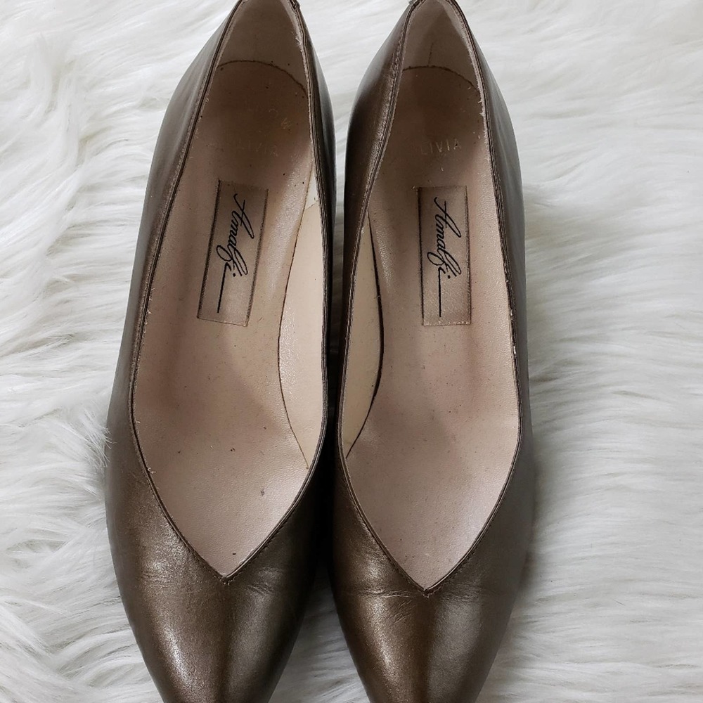 Vintage Amalfi Brownish Gold short pump heels 7B - Picture 8 of 8
